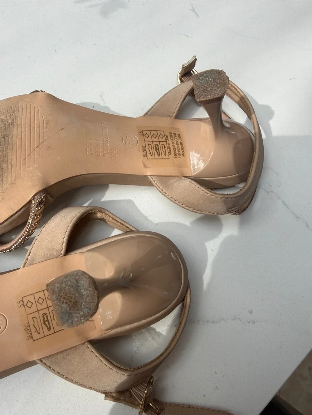 Kids Sparkling Rose Gold Braided-crystal Strap Dress Heels. Girls size 5.5